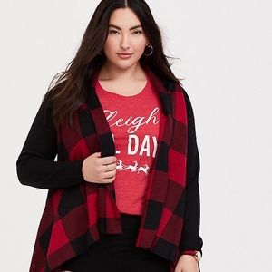 TORRID - Red Buffalo plaid drape front cardigan